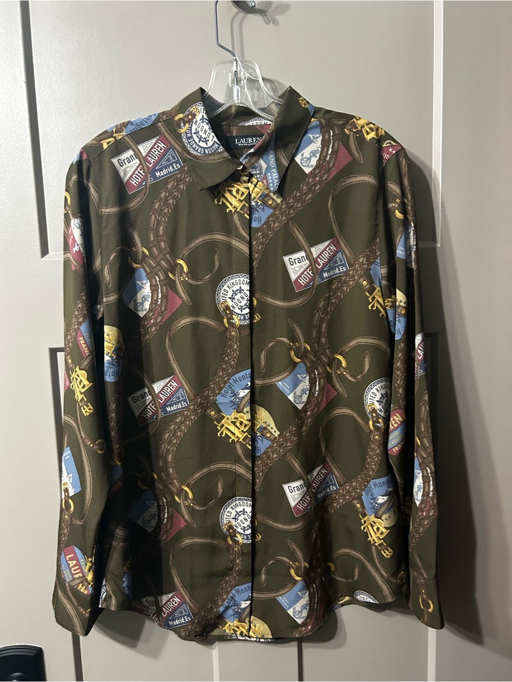 Lauren Ralph Lauren Classic Fit Belting-Print Crepe equestrian leather reins
